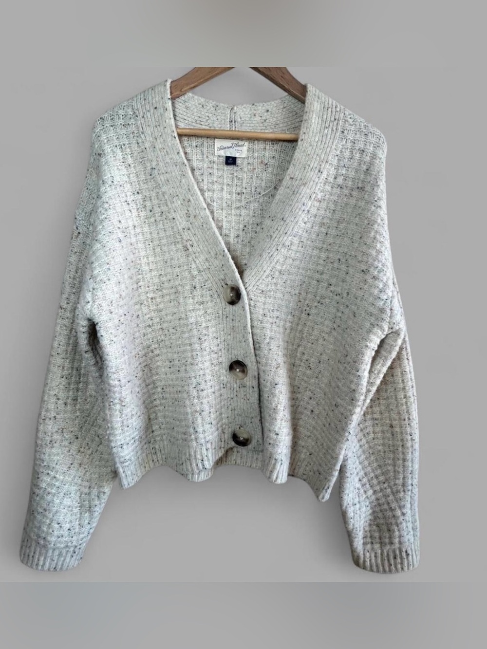 Universal Thread Cream Speckled Chunky Waffle Cardigan Size Medium Cottagecore